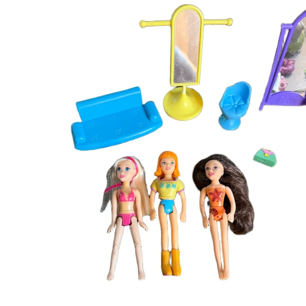Mattel Polly Pocket Doll Pet and Furniture Lot 16pc Mixed Play Set 2000s